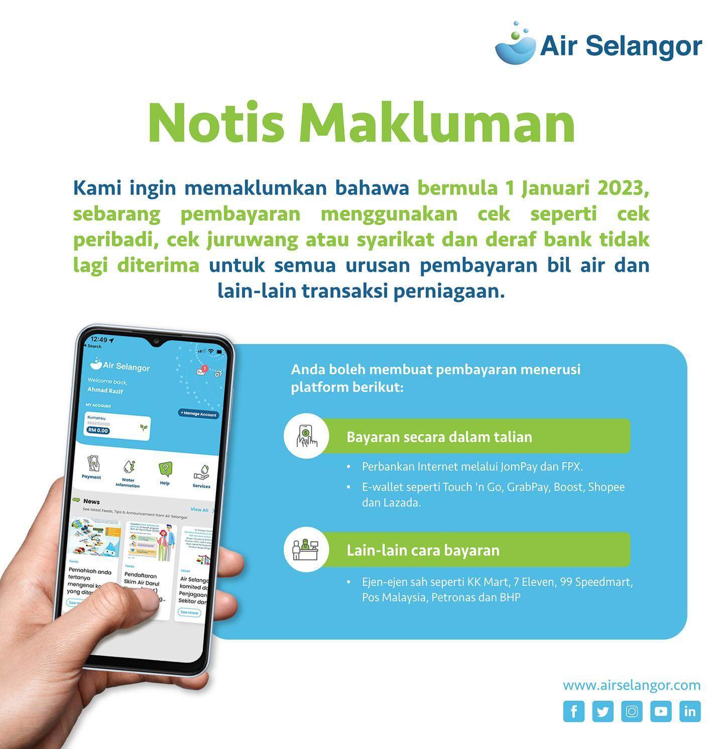 Notis Makluman 29 September 2022 Hydro Hub Air Selangor